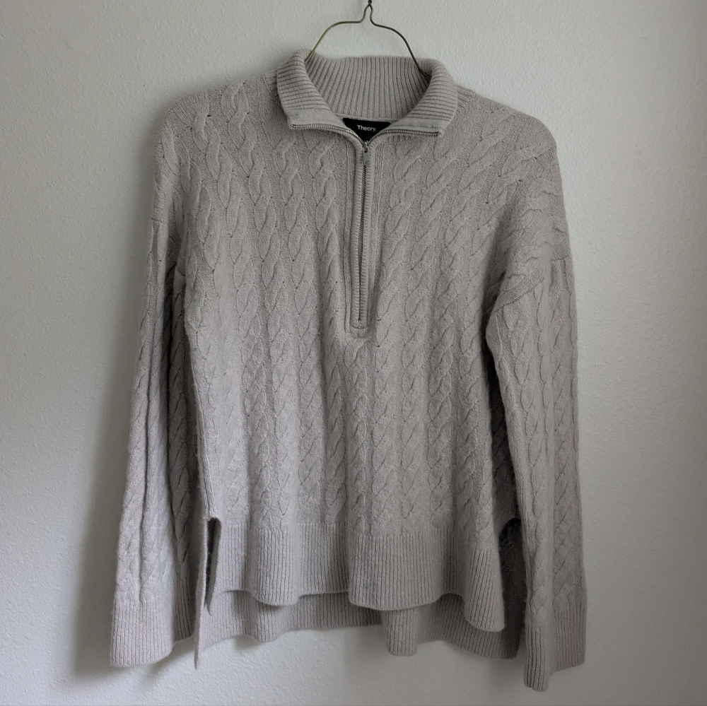 Theory Cable Knit Half Zip Sweater | S